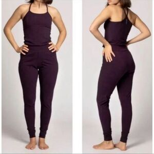 Ripple yogawear black jersey stretchy jumpsuit M